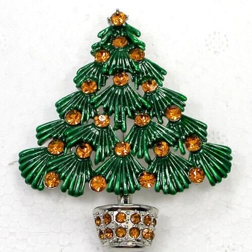Rhinestone Christmas tree Pin brooches C504 G