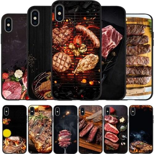 Steak black Silicone Phone Case For iPhone 12 XR XS Max 5 5S SE 2020 6 6S PLUS 7 8 X 11Pro Max 11 Cover