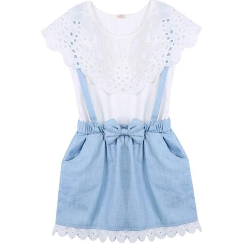 Summer New Hot Sale Baby Girls Jeans Dress Sleeveless Tulle Tutu Girls Party Hollow Suspend Sweet Kids Girl Dresses 2-7Y