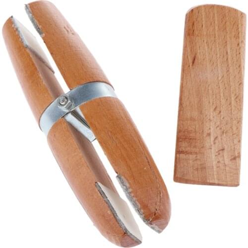 Jewellers Double Ended Wooden Ring Clamp With Thick Leather Lined Jaws Wedge