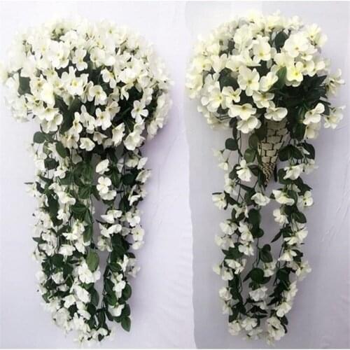 Violet Artificial Flower Decor Simulation wedding Wall Hanging Basket Flower vine Orchid Silk Flower rattan outdoor decorations