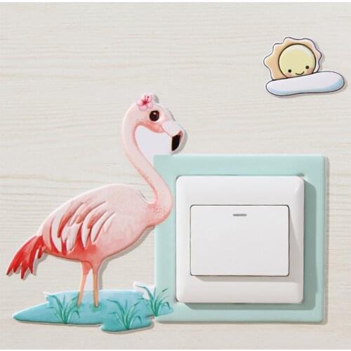 Hot Animal Unicorn Flamingo Cover Cartoon Room Decor 3D Wall Silicone on-off Switch Luminous Light Switch Outlet Wall Sticker