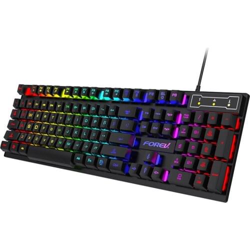 Colorful Luminous Backlit Gaming Game External USB Wired Office Typing Keyboard Home Eating Chicken Keyboard
