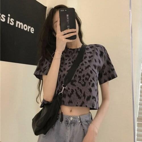 Korean pop Graffiti printing design sense letter round neck white T-shirt harajuku woman cloth Hip hop new short-sleeved top