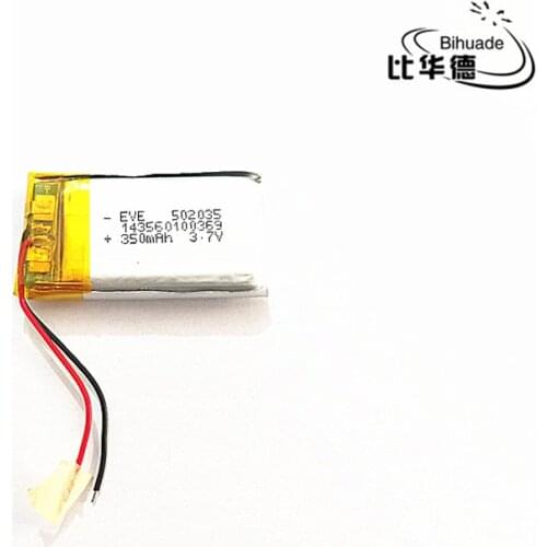 5pcs 3.7V 350mAh 502035 Lithium Polymer LiPo Rechargeable Battery ion cells For Mp3 Mp4 Mp5 DIY PAD DVD E-book bluetooth headset