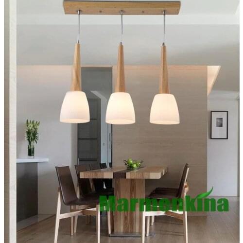Chandelier bar table lamp restaurant chandelier solid wood glass chandelier 3 heads chandelier indoor lighting.E14*3