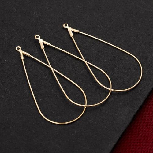 50pcs/lot Copper Metal with Holes Geometric Water Drop Earrings Pendants Charms DIY Handmade Jewelry Accessories Making Supplies