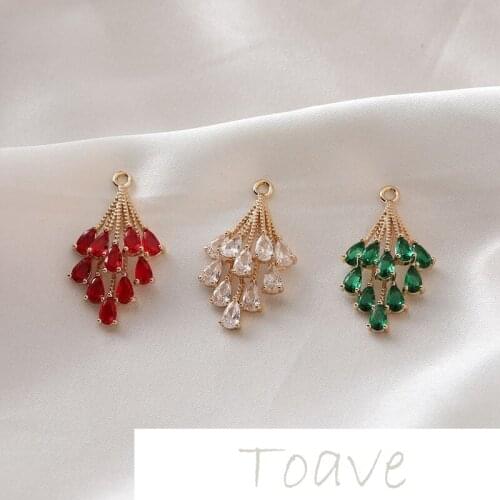 Copper inlaid diamond zircon flower plastic pendant diy pendant earrings handmade material accessories