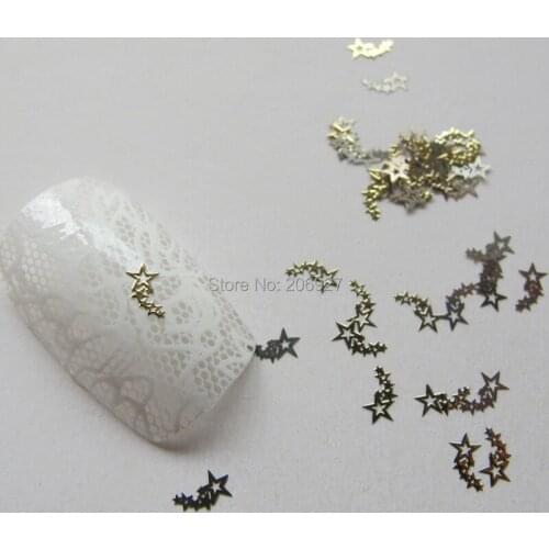 MS132-2 100pcs Gold Cute Stars Metal Sticker Nail Art Metal Sticker Nail Art Decoration Non-adhesive Sticker