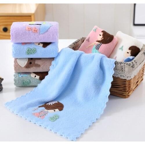 Coral Velvet Soft Towel 25*50 Face Towel Kindergarten Hand Towel Cartoon Saliva Towel Absorbent Wipe Sweat Kids Patch Towel