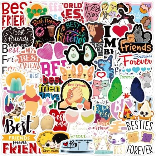 50PCS Best Friend Friendship Stickers Waterproof Fridge Guitar Laptop Motorcycle Skateboard Joke Decal Sticker Kid Toy Gifts