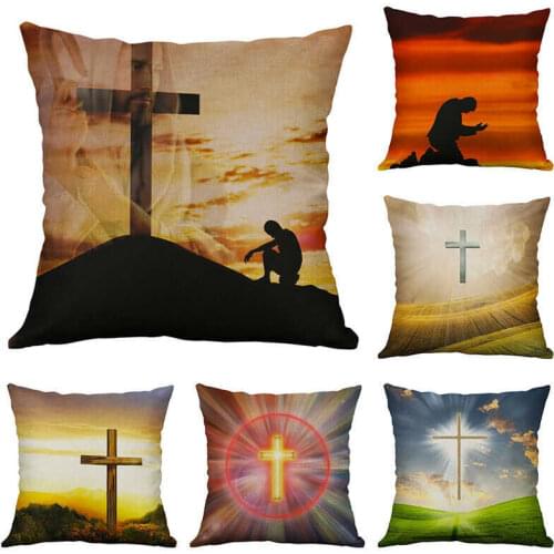 New Linen Cover Cushion 18" Throw Case Cross Cotton Car Sofa Decor Home Pillow
