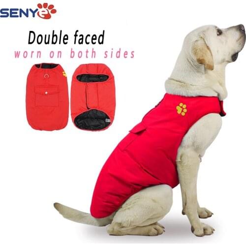 Pet dog Clothes Winter Autumn Cotton Padded Double-Faced Casual Windproof Clothes For Small Large Dogs Cotton Coat Dog Warm Vest