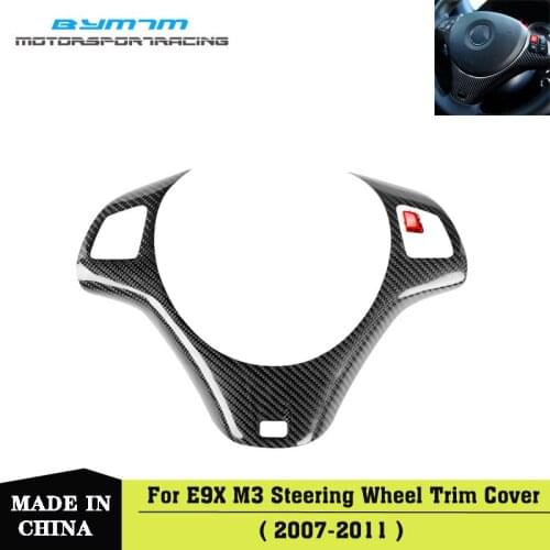 Real Carbon Fiber Steering Wheel Trim Cover For BMW 3-Series E90 E92 E93 M3