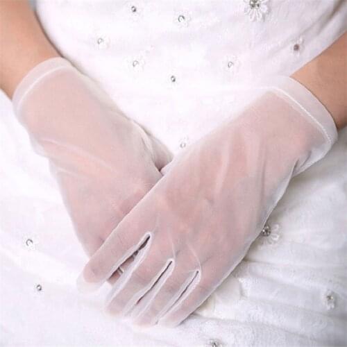 1 Pair Ivory Tulle Free Size Sposa Bridal Gloves for Wedding Party guantes de novia Short Gloves Wrist Length ST241