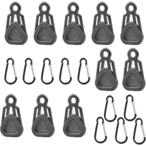 Camping Hiking Tent Fixed Clip Buckle Sun Shelter Awning Banner Tarpaulin Plastic Triangle Clip Windproof Rop Tightening