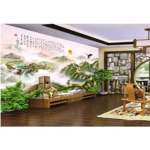 Custom photo 3d room wallpaper Chairman MAOs poems the Great Wall scenery painting 3d wall murals wallpaper for walls 3 d