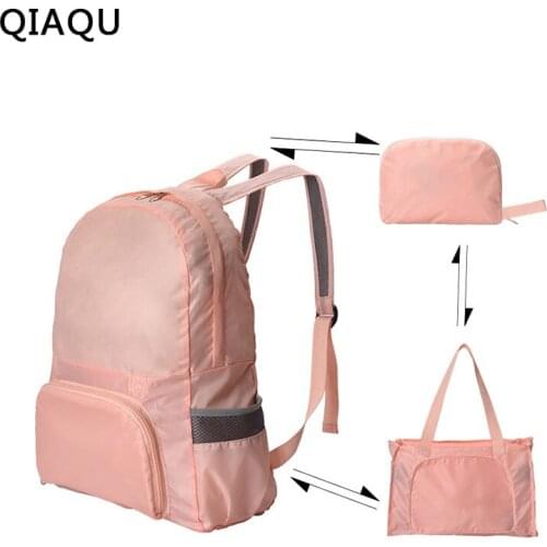 QIAQU Dual-use Folding Backpack Ultra Light Waterproof Backpack Unisex Lightweight Outdoor Hiking Mountaineering Bag Portable