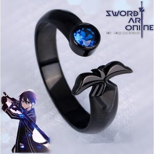 Sword Art Online Alicization SAO Kirigaya Kazuto Cosplay S925 Silver Ring Adjustable S925 Silver Men Women Jewelry Xmas Gift