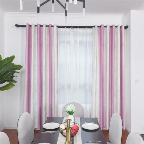 Modern Striped Blackout Curtain Finished Drapes For Living Room Bedroom Custom Kitchen Door Curtains