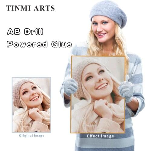 TINMI ARTS 5D Diamond Painting Photo Custom Custom Full Drill Mosaic Picture of Rhinestones Round Diamond Embroidery Wall Decor