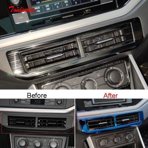 Tonlinker Interior Dashboard Outlet Cover Sticker for Volkswagen POLO 2019 Car Styling 1/2 PCS Stainless steel Cover Sticker