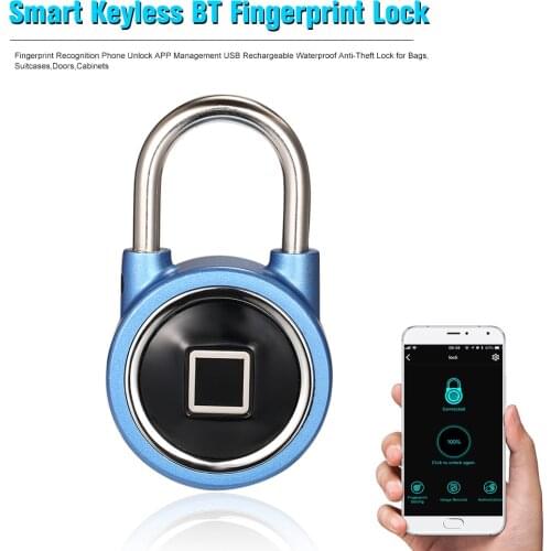 Smart Keyless BT Fingerprint Lock Fingerprint Recognition Phone Unlock APP Management USB Rechargeable Anti-Theft Lock for Bags