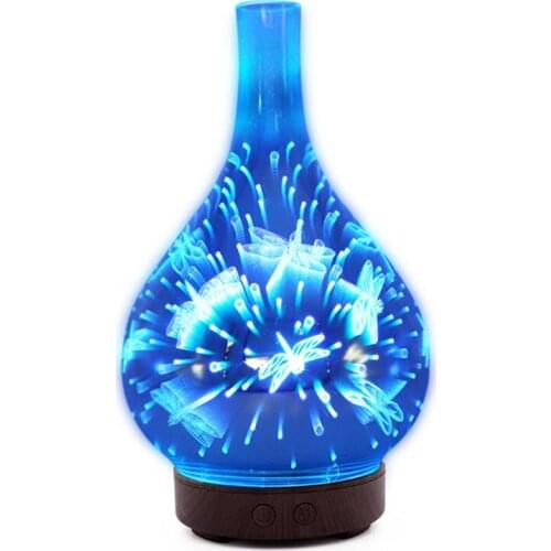 3D Firework Glass Vase Shape Air Humidifier with 7 Color Led Night Light Aroma Essential Oil Diffuser Aromatherapy