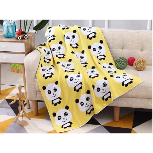 Cartoon Panda Knitted Blanket Handmade Knitted TV Office Lunch Break Sofa Blanket Kids Adult Baby crocheted Bedding Throws