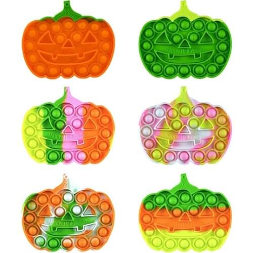 Funny Halloween Pumpkin Silicone Sensory Squeeze Bubbles Toy for Kids Stress Relief Anti-Anxiety Autism ADHD Special Fidget Toys