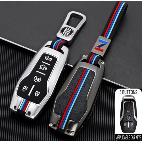 1pcs Zinc Alloy Car Key Case 360 Degrees Full Cover For Ford Mustang or Lincoln 5-Button Intelligent Access Key