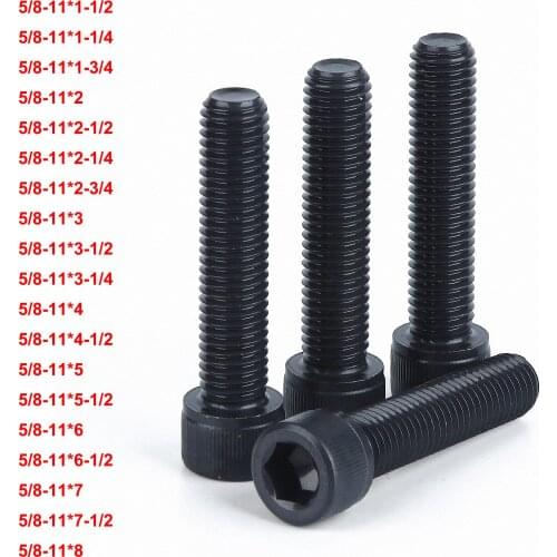 1pcs Grade 12.9 Carbon Steel BSW 5/8-11 Thread Hexagon Hex Socket Cup Head Screws Allen Bolts Length 1.2 inch to 8 inch