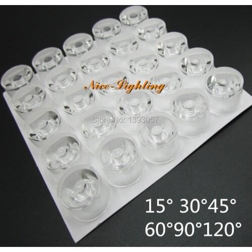 100pcs/lot light transmittance 95% diameter 20mm waterproof PMMA led lens 15/30/45/60/90/120 degree optical lens with holder