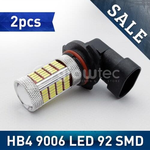 2pcs HB4 9006 92smd LED bulb headlight 92 smd Bulbs Car LED Day Lights High Bright Lamp White 12V GLOWTEC
