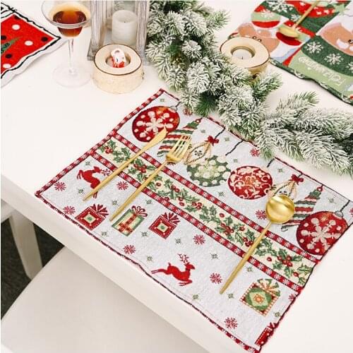 2020 Non Slip Heat-Resistant Rectangle Holiday Table Place Mats for Dining Table Featival Decoration Christmas Placemats