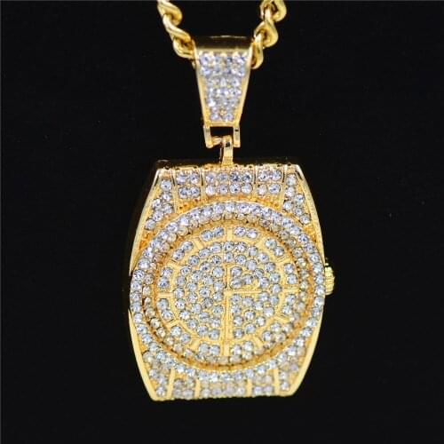 2021 Cross Border Hip Hop Necklace Watch Dial Pendant Necklace Mens Hip Hop Watch Watch Watch Pendant Necklace Locket Necklace