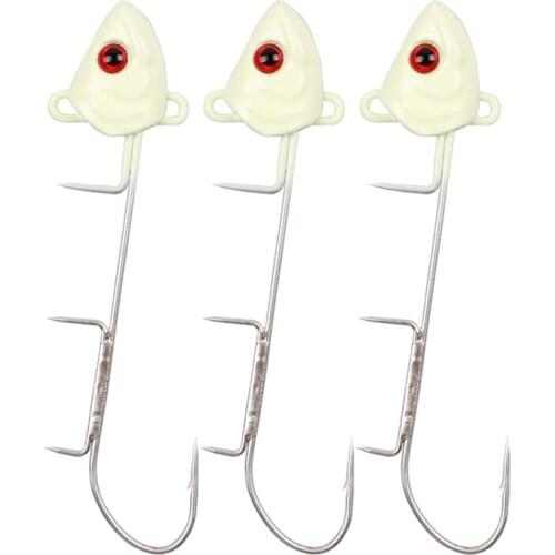 5 Pcs/Lot Winter Ice Luminous Fishing Hook Lure Mini Metal Bait 13g/19g/23g Lead Head Hook Bait Night Fishing Tackle H48