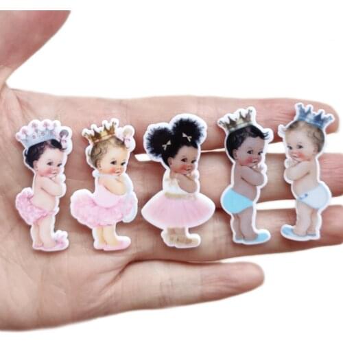50pcs 5 Styles Mix Cartoon Baby Ballet Princess Prince Flatback Resin Cabochon Girl Planar Resin DIY Crafts for Hair Bow Centers