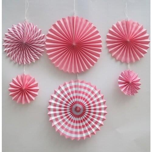 6pcs 20/30/40cm Round Paper Fans Handmade Paper Flower Birthday Kids Party Decorations Festive Supplies Event Home Wall Decor