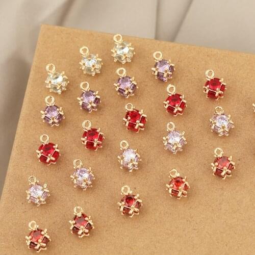 HAOSAW 6Pcs Jewelry Accessories/Pendants For Earrings/CZ Charms/DIY Making/Square Shape/Hand Made/Jewelry Findings & Components