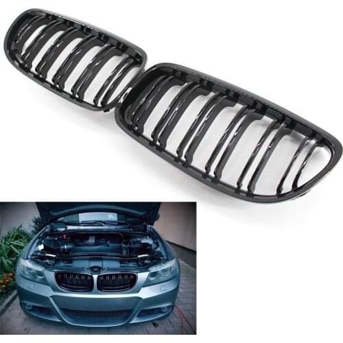 Shiny Gloss Black Dual Slat Car Front Grille for BMW E90 3 Series 2009-2011 Grill