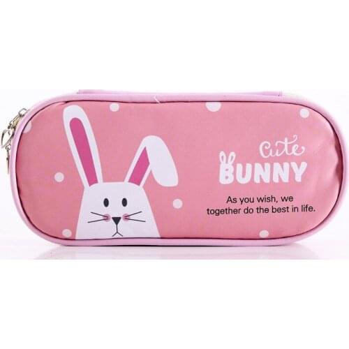 Cartoon Animal Large Capacity Pencil Case Leather Pu Pencil Case Student Pencil Pouch Square Stationery Box Cute Creativity