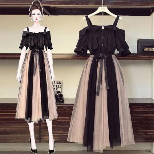 One-piece dress suit / suit plus size womens clothing 2020 new spring and summer dress fat sister dress two-piece suit
