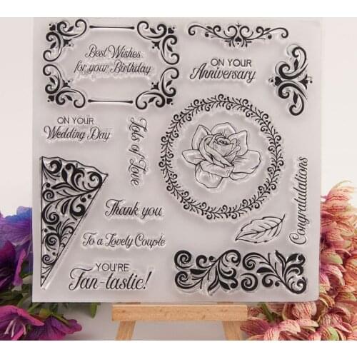 Flower Blessing CLEAR STAMPS Scrapbook Christmas Card Paper Craft Silicon Rubber Roller Transparent Stamps