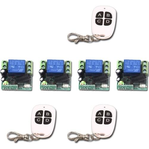Household Smart Home DC12V Mini 315/433mhz 1CH Wireless RF Remote Control Instantaneous Switch 3Transmitter+4 Receiver