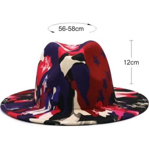 Tie deyed fedoras fashion hat felt hat for women color mixed jazz hat fedora hat white with pink color fedoras