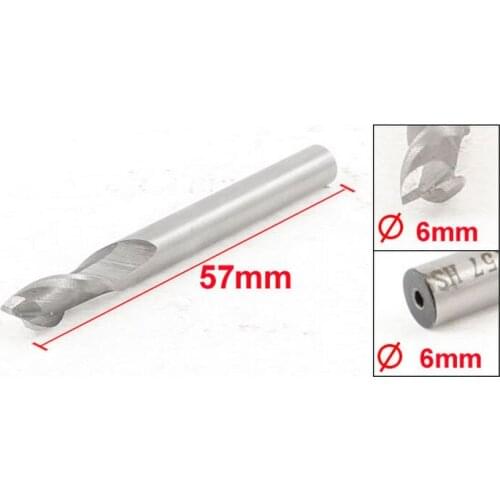 HSS-AL Milling Cutter Tool Straight End Mill 6mm x 6mm x 13mm x 57mm 2 Flutes 10pcs