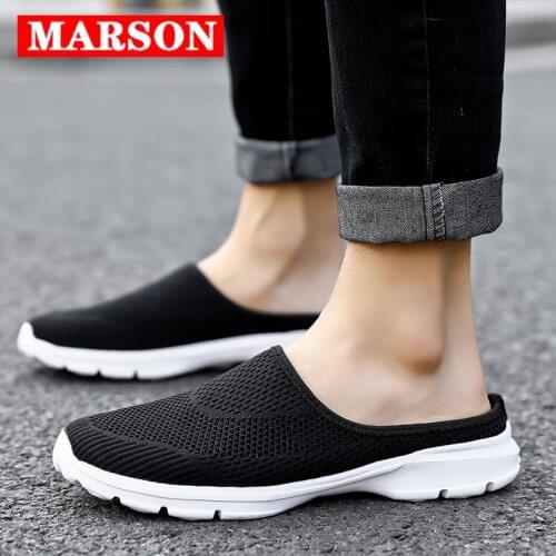 Unisex Half Shoes Summer Slip On Mens Fashion Sneakers Casual Mesh Comfortable Soft Male Shoes Couple Walking Footwear Plus Size