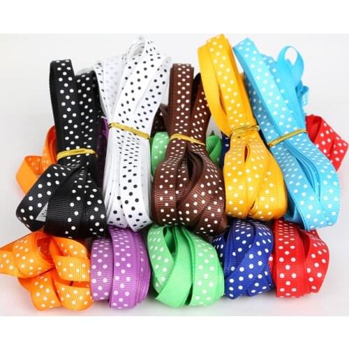 Grosgrain Ribbon 5 yards/lot 3/8'' 10mm Printing Polka Dot Hair Bow Party Christmas Wedding Decoration Crafts DIY Sewing Fabric