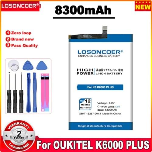 LOSONCOER 8300mAh K6 Mobile Phone Battery For Oukitel K6 Battery